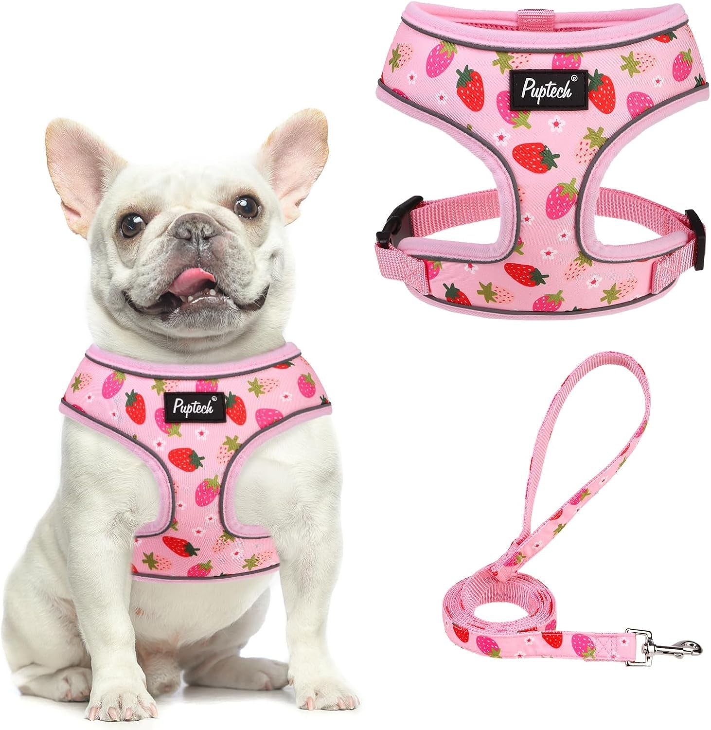 pupteck-soft-mesh-dog-harness-small-sized-and-leash-set-pet-puppy-cat-comfort-padded-vest-no-pull-harnesses-beige-s