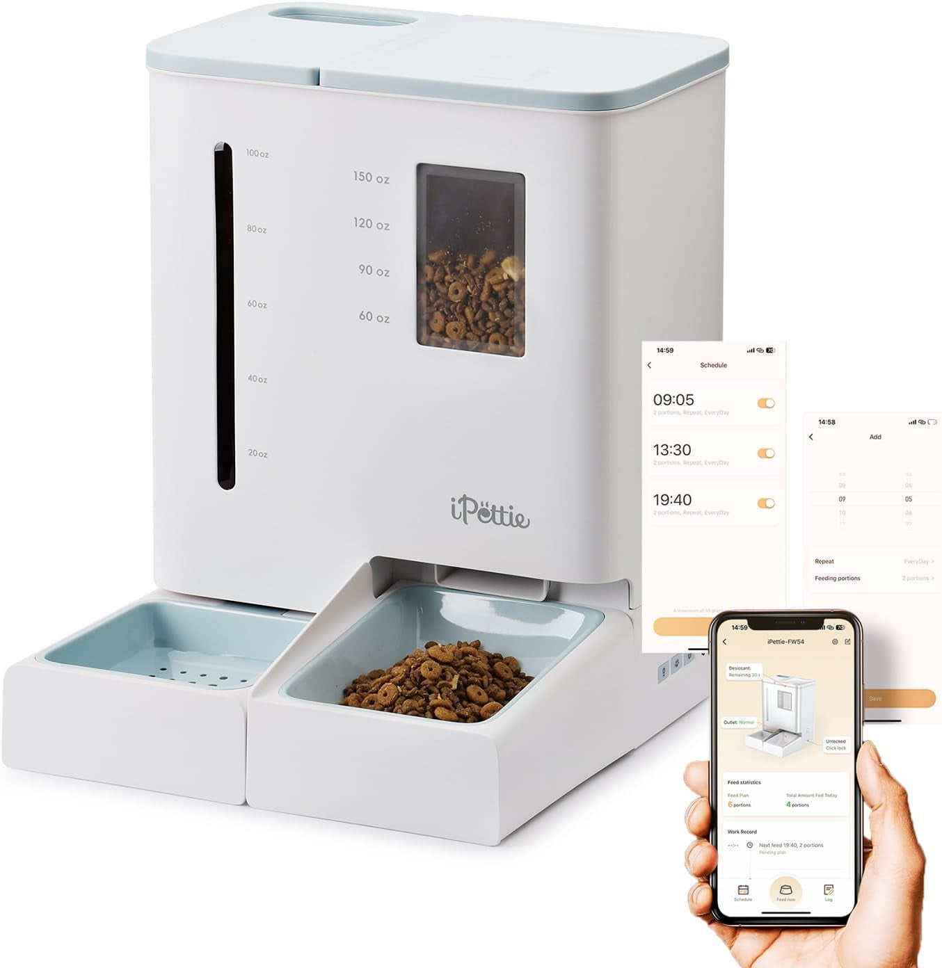 ipettie-camera-automatic-cat-feeder-and-water-dispenser-5g-2-4ghz-wifi-2k-hd-video-night-vision-app-scheduling-alerts-1-filter-included-300oz-large-capacity-for-2-weeks-fw54-camera-version