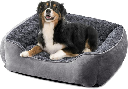 JOEJOY Rectangle Dog Bed for Large Medium Small Dogs - Washable Orthopedic Sofa Bed, Soft Breathable Puppy & Pet Cuddler, Durable Calming Dog Bed with Anti-Slip Bottom, Multiple Sizes, Beige12