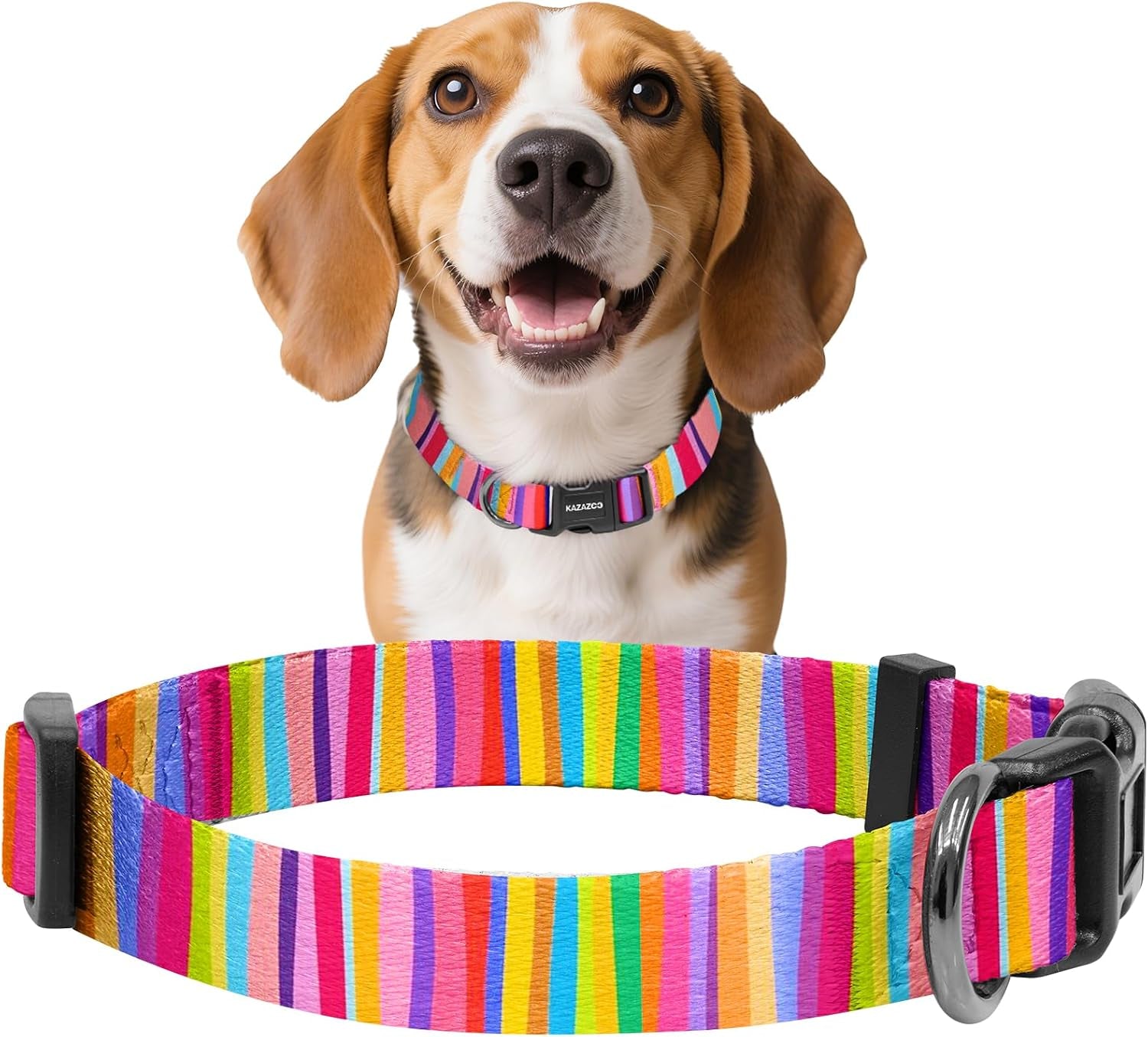 kazazoo-dog-collar-cute-and-soft-nylon-puppy-collar-girl-dogs-adjustable-purple-dog-collars-for-medium-dogs-purple-flowers-m