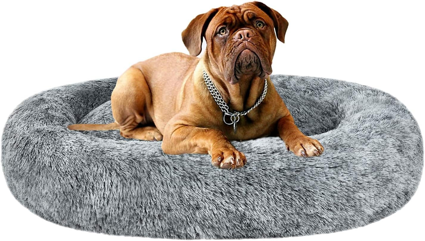 coohom-oval-calming-donut-cuddler-dog-bed-shag-faux-fur-cat-bed-washable-round-pillow-pet-bed30-36-43-for-medium-dogs-xl36x27x7-light-brown