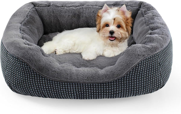 INVENHO Medium Dog Beds for Medium Dogs Washable, Rectangle Dog Bed Medium Size Dog, Orthopedic Dog Bed, Warming Soft Calming Sleeping Puppy Bed Durable Pet Bed with Anti-Slip Bottom M(30"X24"X9")51