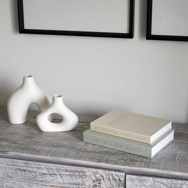 Set of 2 Beautiful Decorative Linen Books - Aesthetic Faux/Fake Books | Modern Home Decoration for Your Coffee Table, Bookshelf or Mantel - Stylish Keepsake Box and Photo Storage Solution2
