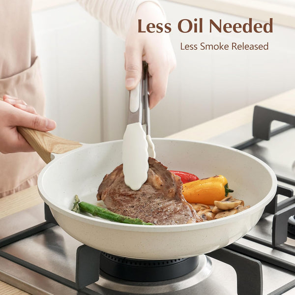 9.5Inch Nonstick Ceramic Frying Pan with Lid, PFAS/PTFE/PFOA Free | Ceramic Omelette Pan Skillet, Healthy Non-Toxic Chef'S Pan, Induction Compatible Pan, Heat Resistant Handle3