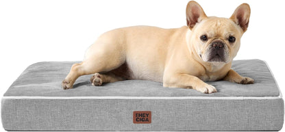 EHEYCIGA Medium Memory Foam Dog Crate Bed Washable, 30X20Inch, Grey | High Density Egg Crate Foam, Waterproof Liner, Removable Easy Clean Cover, Non-Slip Bottom, Fits Crate, Floor and Sofa1