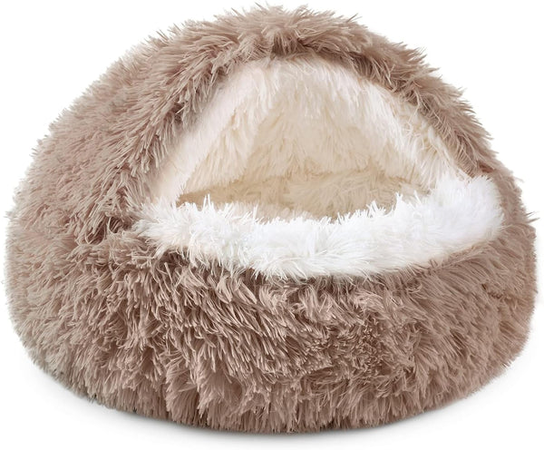 NOYAL round Hooded Donut Dog Bed for Small & Medium Pets - Plush Fluffy Anti-Anxiety Cat Cave Bed with Cover18