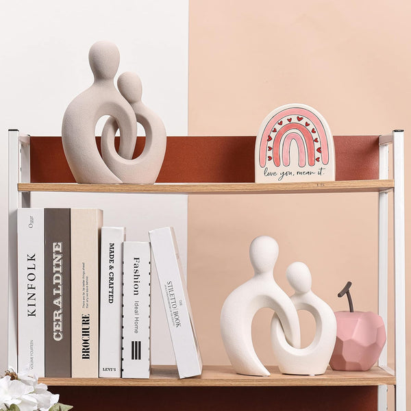 Ceramic Couple Statues for Home Decor, Abstract Lover Sculpture Shelf Decor | Office Decor, Home Decorations for Living Room, Bedroom, Gifts for Anniversary Valentine'S Day Birthday (White)9