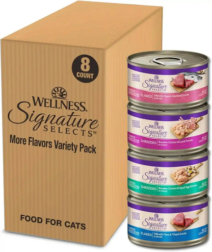 Wellness CORE Signature Selects Variety Pack Adult Canned Wet Cat Food, Natural, Protein Rich, Grain Free, Poultry Recipes, 2.8 Oz, Pack of 8 Cans13