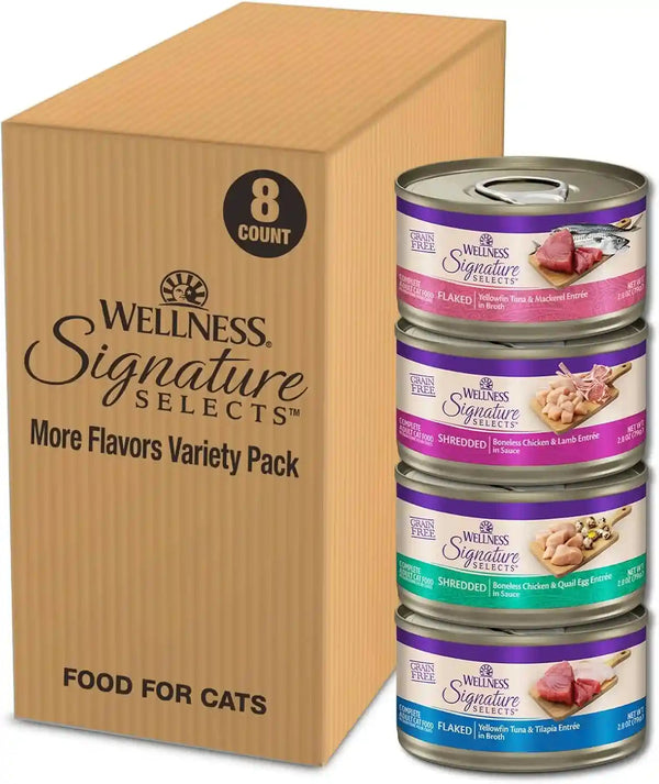 Wellness CORE Signature Selects Variety Pack Adult Canned Wet Cat Food, Natural, Protein Rich, Grain Free, Poultry Recipes, 2.8 Oz, Pack of 8 Cans13