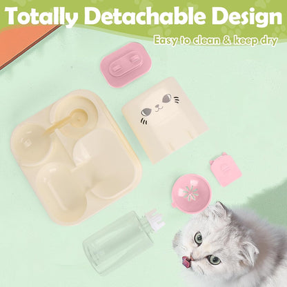 1.6L Auto Gravity Pet Feeder and 0.6L Water Dispenser Set, Automatic Cat Food and Water Dispenser, Gravity Pet Feeder for Small Medium Dog Puppy Cat Kitten (Pink)5