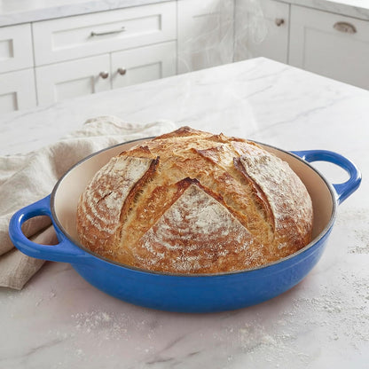 Dutch Oven Cast Iron Bread Oven with Cloche Dome Lid for Baking Sourdough, Artisan Bread, Pizza | Enameled Cast Iron Combo Cooker for Baking, Braising, Roasting | Magenta Enameled Finish8