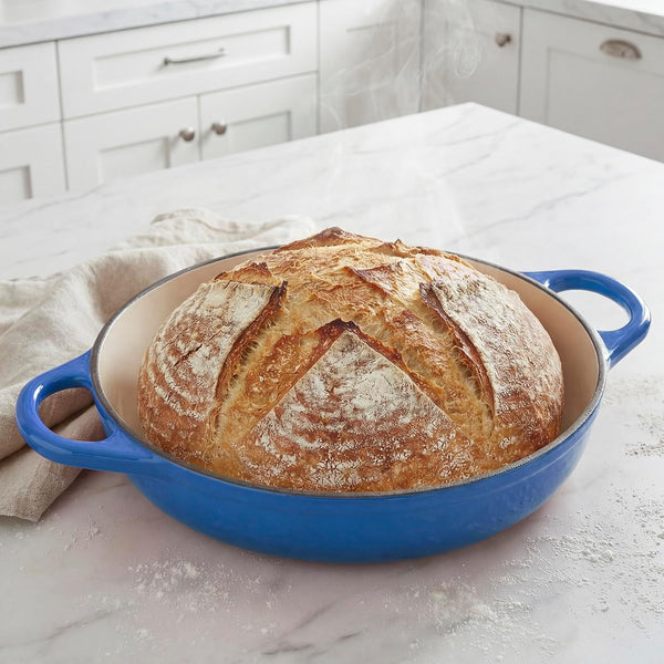 Dutch Oven Cast Iron Bread Oven with Cloche Dome Lid for Baking Sourdough, Artisan Bread, Pizza | Enameled Cast Iron Combo Cooker for Baking, Braising, Roasting | Magenta Enameled Finish8