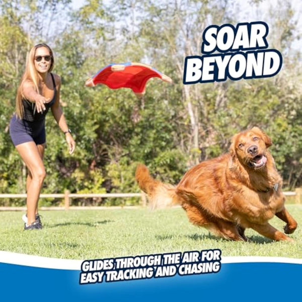 Chuckit! Flying Squirrel Fetch Dog Toy - Water Floating Flyer - Soft and Durable Polyester Canvas Construction - for Large Dogs - Size Large - 11-Inch Diameter - Pack of 1 - Orange and Blue2