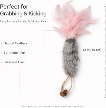 3 Pack Rabbit Fur Catnip Toys with Feathers – Interactive Carrot Cat Toys with Galls Fruit for Indoor Cats and Kittens2