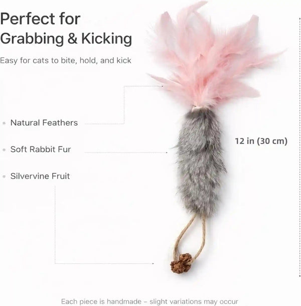 3 Pack Rabbit Fur Catnip Toys with Feathers – Interactive Carrot Cat Toys with Galls Fruit for Indoor Cats and Kittens2