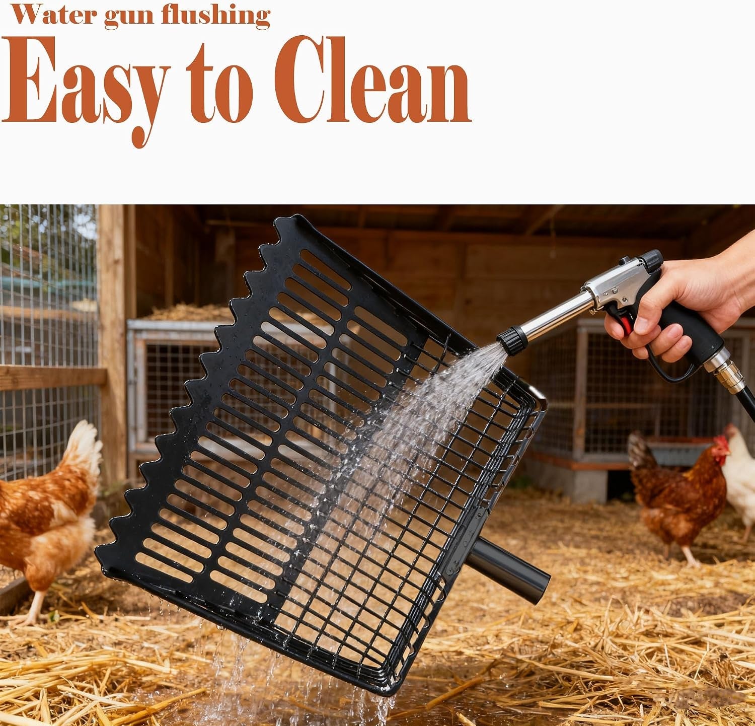 chicken-poop-scooper-rake-2-in-1-adjustable-35-65-stainless-steel-handle-heavy-duty-metal-black-shovel-head-for-chicken-coop-cleaning-pet-waste-cat-litter-sifting