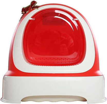 Dog Potty Training Toilet ﻿ Cat Litter Bowl Full Closed Drawer Food Toilet Large Sand Anti-Splashing Pot Pull Deodorant(Pink)8