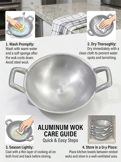 Thai Wok Aluminum Sanded Pan Frying Dessert Cooking Restaurant Home Cookware Lightweight Utensils Stir-Fry5