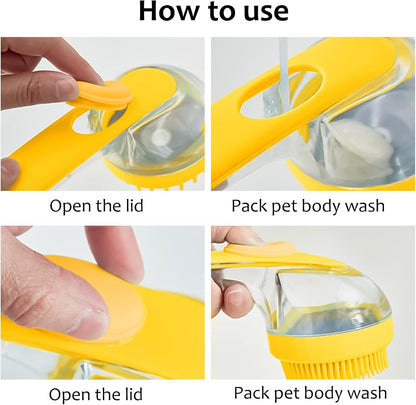 (6 Pcs) ELEGX Pet Grooming Bath Massage Brush with Soap and Shampoo Dispenser Soft Silicone Bristle for Long Short Haired Dogs Cats Shower4