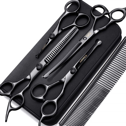 Gimars Titanium Coated Professional 6 in 1 4CR Stainless Steel Dog Grooming Scissors with Safety round Tip, Heavy Duty Pet Grooming Scissor for Dogs, Cats and Other Animals13