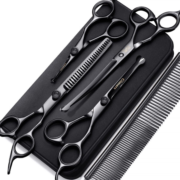 Gimars Titanium Coated Professional 6 in 1 4CR Stainless Steel Dog Grooming Scissors with Safety round Tip, Heavy Duty Pet Grooming Scissor for Dogs, Cats and Other Animals13