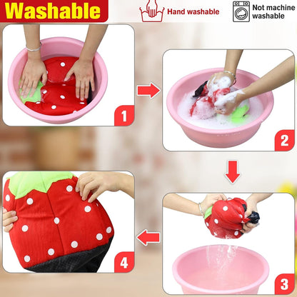 Mygeromon Guinea Pig Bed Rabbit Hideout Cuddle Cup (Strawberry Style) | Washable, Winter, Small Animals Sleeping House, for Ferret, Chinchilla, Bunny5
