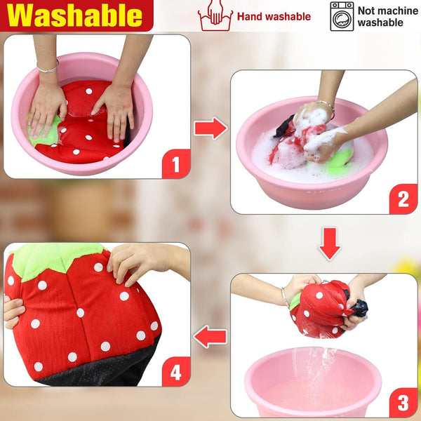Mygeromon Guinea Pig Bed Rabbit Hideout Cuddle Cup (Strawberry Style) | Washable, Winter, Small Animals Sleeping House, for Ferret, Chinchilla, Bunny5