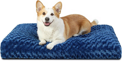 KSIIA Washable Dog Bed Deluxe Plush Dog Crate Beds Comfy Kennel Pad Anti-Slip Pet Sleeping Mat for Large, Jumbo, Medium, Small Dogs Breeds, 35" X 23", Gray21
