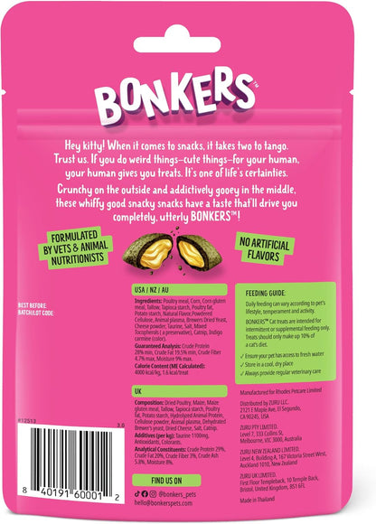 Bonkers Bites Catnip & Chick 'N' Cheddar Flavor Crunchy & Soft Treats for Cats, 3Oz Bag (Pack of 10)8