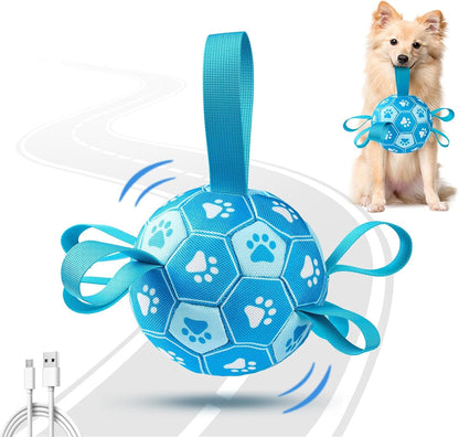 Interactive Dog Toys Dog Soccer Ball to Keep Them Busy,Durable Automatic Moving Jumping Dog Balls with Straps for Small/Medium/Large Dogs, USB Rechargeable,Not for Aggressive Chewers (Blue)1