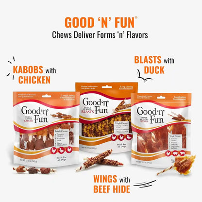 GOOD 'N' FUN Mini Rolls Long-Lasting Treat for Small Dogs, with Real Proteins, Beef Hide and Premium Chicken, Supports Dental Health, Mental Stimulation, 8 Oz9