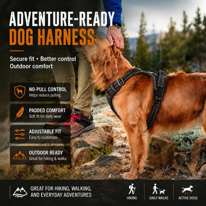 No Pull Dog Harness, Large Black Tactical Vest Harness, Heavy Duty 900D Nylon Reflective Pet Harness with Front & Back Control Handles, Adjustable Padded Vest for Large Dogs German Shepherd2