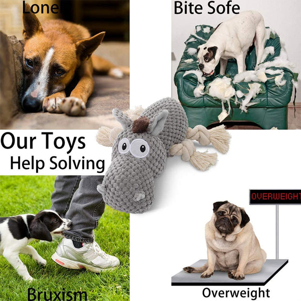 Sedioso Dog Toy, Large Dog Squeaky Toys, Stuffed Animal Dog Plush Toy for Puppy, Small, Middle, Large Dogs (Donkey(Grey))3