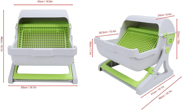 Self Cleaning Cat Litter Box Enclosure Semi Automatic, PP Plastic Easy Assembly Tipping Bucket Style Large Kitty Litter Box for Indoor Cats5