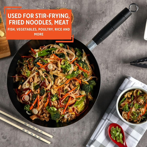 9.5 Inch Carbon Steel Nonstick Wok with Cool-Touch Handle, Black | Cool-Touch Handle, Ideal for Stir Fry, Great for Everyday Meals5