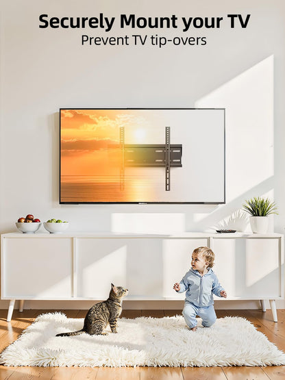 43 50 55 Inch Fixed Low Profile TV Wall Mount for 24-65 Inch LED/LCD & Flat/Curved Tvs, Universal Wall Mount Bracket with Safe Lock, Max VESA 400X400Mm, up to 99Lbs & 16 '' Stud5