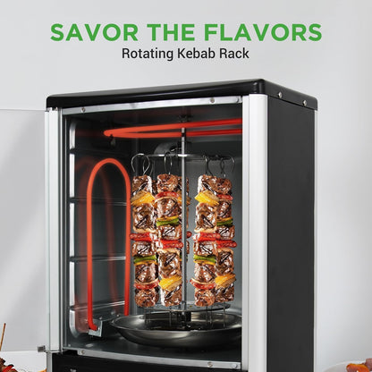 Vertical Countertop Oven with Rotisserie, Bake, Broil, & Kebab Rack Functions - Adjustable Settings - 2 Shelves - 1500W - Thanksgiving Turkey - Includes Grill, Kebab Skewer Racks & Bake Pan5