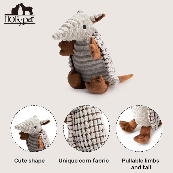 Hollypet Plush Squeaky Armadillo Chew Dog Toy for Small Medium, 8" | Cute Stuffed Armadillo Toy with Unique Grunt Squeaker & Textured Fabric for Teeth Cleaning. Great for Small & Medium Dogs3
