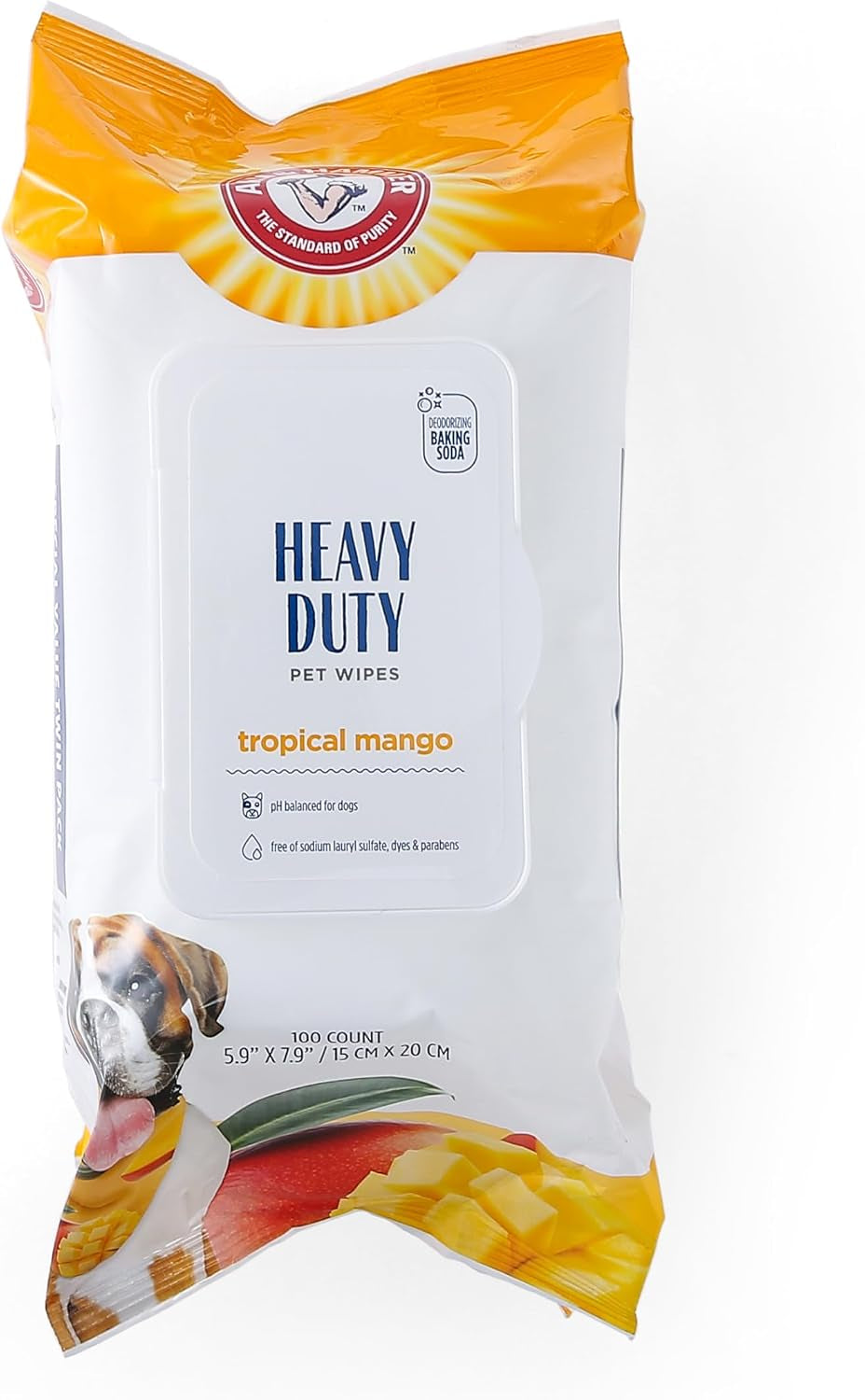 arm-and-hammer-for-pets-heavy-duty-multipurpose-dog-bath-wipes-mango-scent-all-purpose-wipes-remove-odor-and-refresh-your-dog-s-skin-between-baths-100-count-2-pack