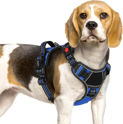 Eagloo Dog Harness No Pull for Large Dogs, Easy on & off with 3 Buckles | No Choke with Front Clip, Adjustable Fit, MOLLE System, Reflective Vest, Easy Control for Walking, Black, Large18