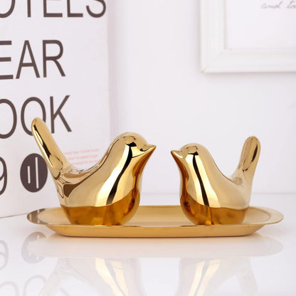 2 Pcs Gold Decor Accents,Small Animal Statues,Modern Home Decorative, Birds Sculpture, Ornaments for Shelf, Bookshelf, Coffee Table,Knick Knacks Home Decor for Shelves(Gold Bird)7