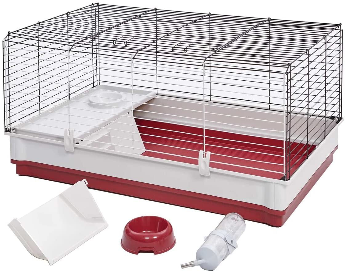 midwest-homes-for-pets-158-wabbitat-deluxe-rabbit-home-rabbit-cage-39-5-l-x-23-75-w-x-19-75-h-inch-maroon-white