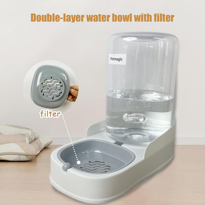 Gravity Cat Feeder by Petmagic Is a 3.6L Large-Capacity Cat Food and Water Bowl Set. This Two-Piece Set Is Suitable for Pet Feeding, Including Small and Medium-Sized Dogs, Kittens.4