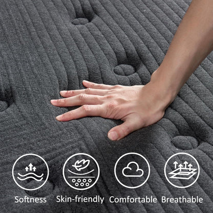 12 Inch Queen Mattress Hybrid Mattress in a Box, Memory Foam Mattress with Pocket Spring for Pressure Relief, Ergonomic Support & Motion Isolation, Medium Firm2