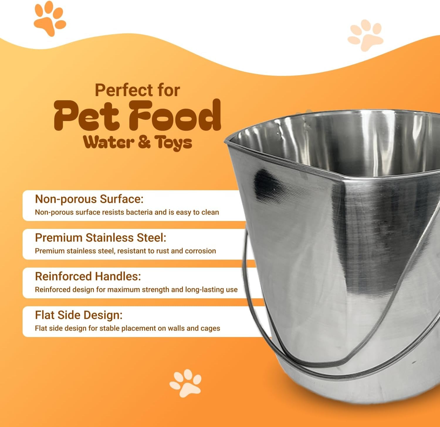 advance-pet-products-2-quart-heavy-duty-stainless-steel-flat-side-bucket-durable-food-water-pail-for-dogs-cats-kennels-cages-and-critter-crates-multi-purpose-bucket