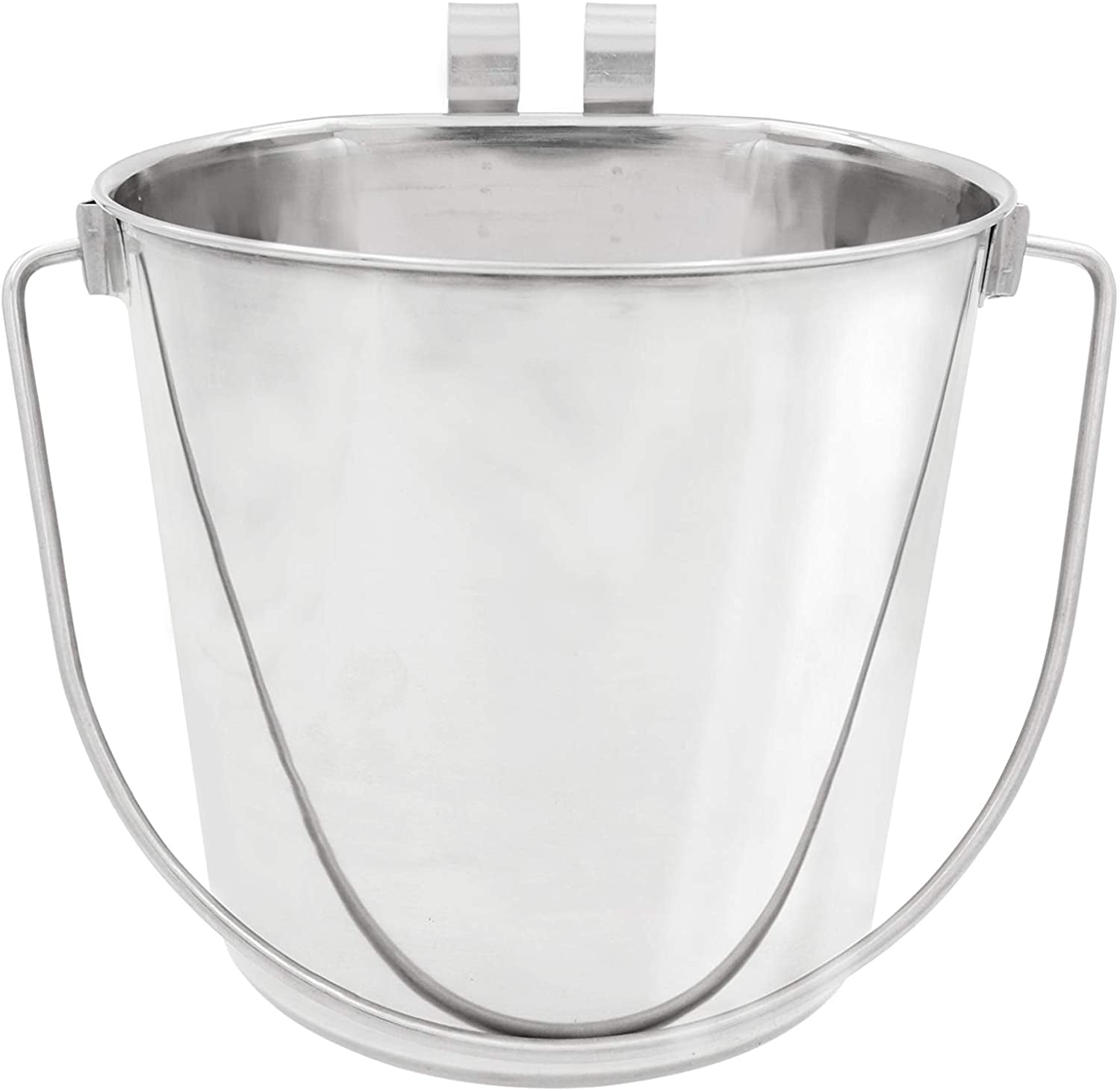 fuzzy-puppy-flat-sided-pail-with-dual-hooks-snugly-fit-on-dog-cat-and-critter-crates-cages-heavy-duty-stainless-steel-2-quart-pn-fsp-2
