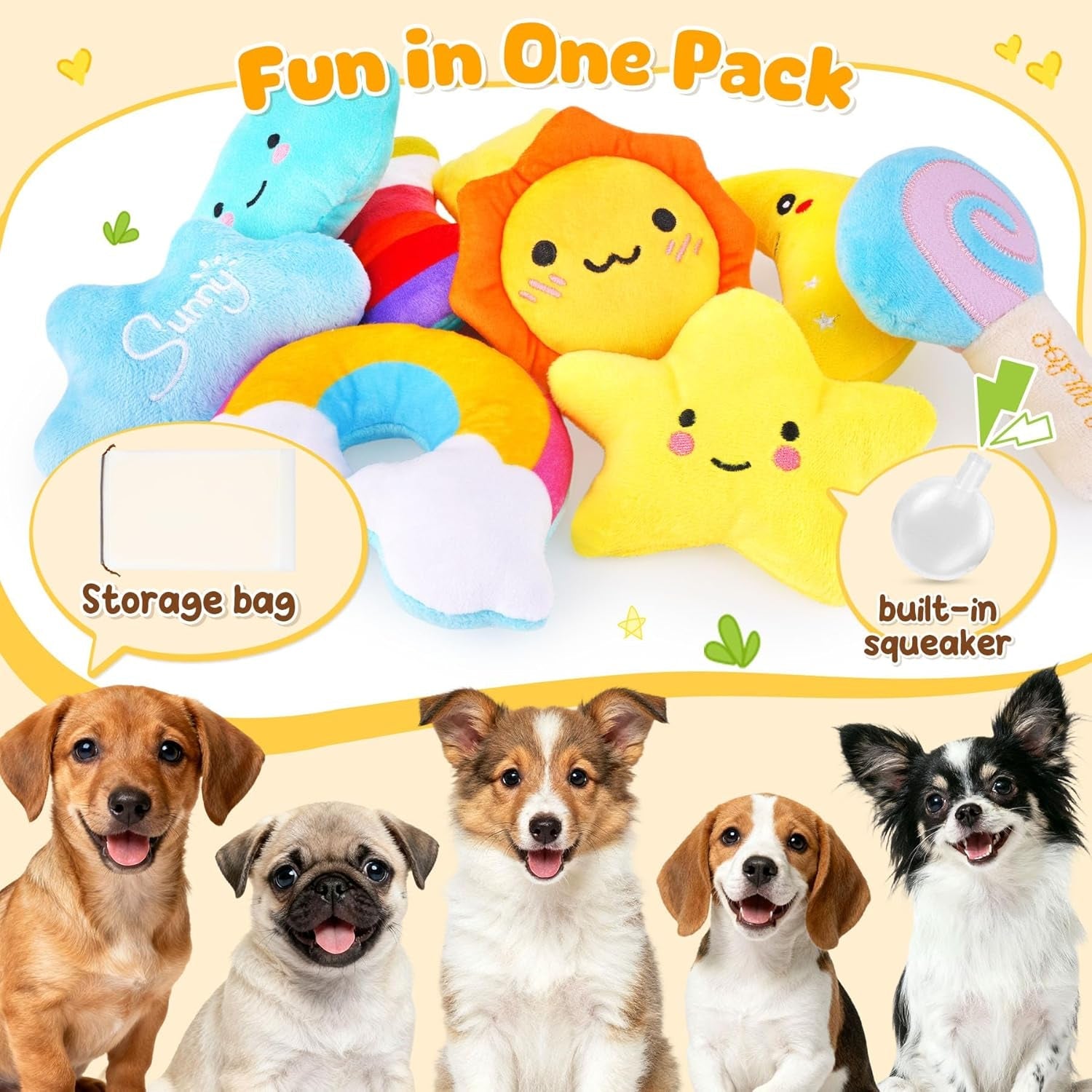 kipritii-9-pack-squeaky-dog-toys-for-small-dogs-puppies-with-storage-bag-soft-plush-built-in-squeakers-weather-themed-designs-keeps-dogs-engaged