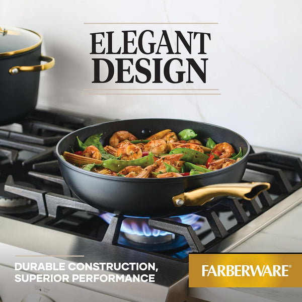 Forged Induction Ceramic Nonstick Stir-Fry Pan with Helper Handle, Dishwasher Safe, Suitable for All Stovetops, 12.25 Inch Wok Pan - Black6