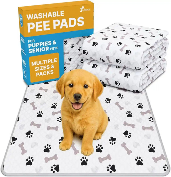 GREEN LIFESTYLE Washable Pee Pads for Dogs - Waterproof Reusable Puppy Pads with Anti-Slip Backing, Pet Training Pad for Puppy Playpen, Crate, Whelping Box, Potty Training (Pack of 6 - 30X34)1