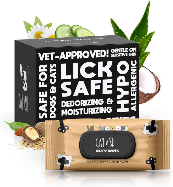 G.A.S Lick-Safe Daily Pet Wipes for Dogs and Cats, Unscented, 100 Count | Plant Based Lyocell Fibers, Certified Cruelty Free, Vet Approved, Hypoallergenic, for Paws Face Body and Butt, 10% to Charity1